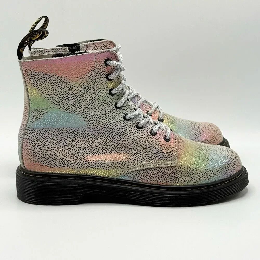 Dr. Martens Pascal 1460 Iridescent Rainbow Leather Boots - Kids US 4 (boys) 5 (g